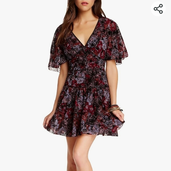 Free People Dresses & Skirts - Free People Red and Black Floral Mini Dress